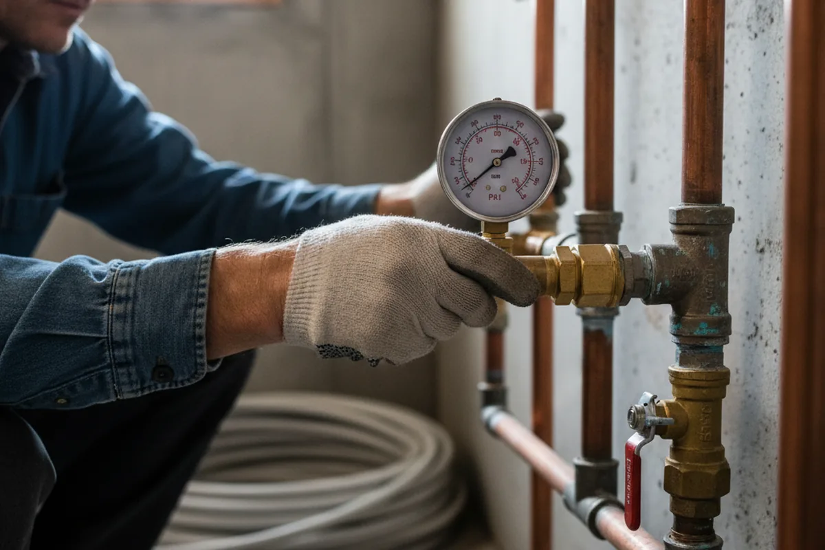 Pressure testing a repaired line during Water Line Repair in Hobart
